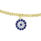Sterling Silver Sterling Silver Charm Personalized Inlaid Diamonds Gold Rose Blue Circle Bracelet