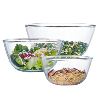 Business Gifts CE Glass Mixing Bowl Set 2500ml/43oz for Kitchen Baking Prepping Serving Cooking Stackable High Borosilicate Bowl