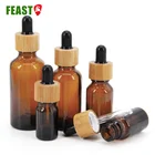 Bottle 50ml 100ml Custom Made Cosmetic Environmental Bamboo Dropper Glass Bottle Essential Oil 30 Ml Bottle