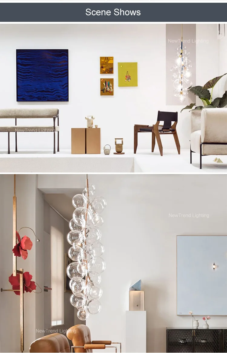CPL-340 Nature Style Custom Indoor Inspired Branch Lamp Decoration Glass Ball Leaf Led Chandelier factory