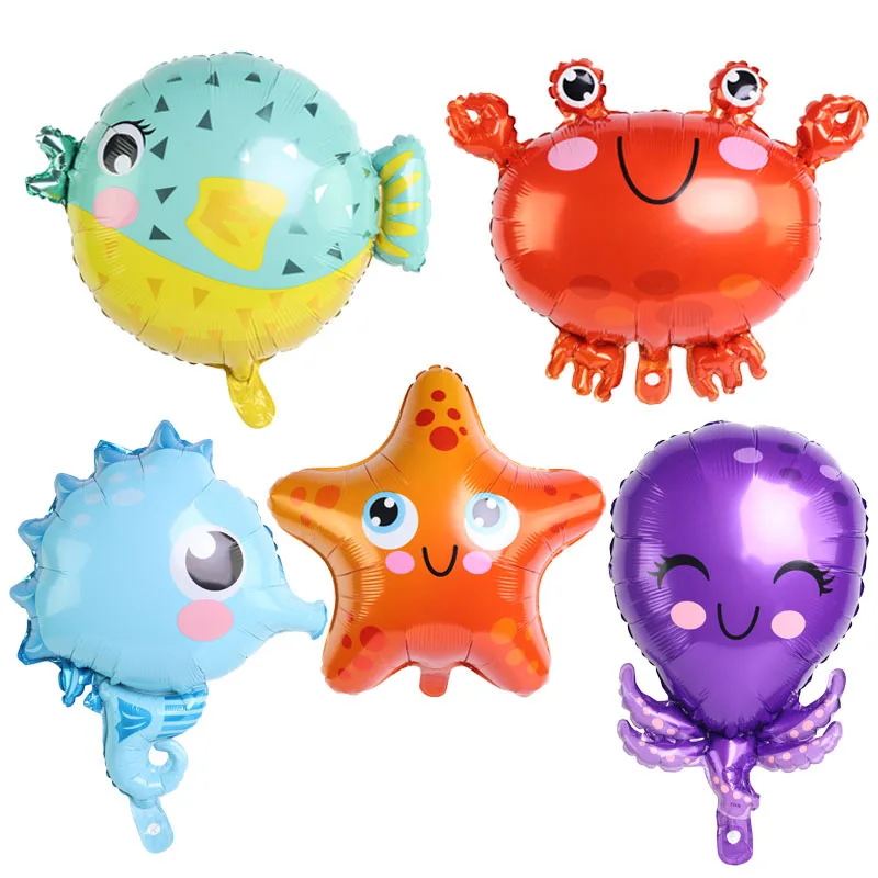 aluminum foil balloon cute octopus seahorse starfish crab shaped