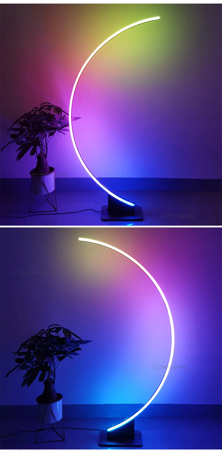 f0037 modern design indoor decoration bedroom living room black white rgb led floor light-2