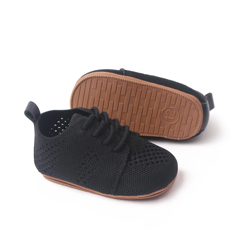 Spring and Autumn New Knitted Mesh Breathable Front Lace-up Soft Soled Baby Walking Shoes supplier
