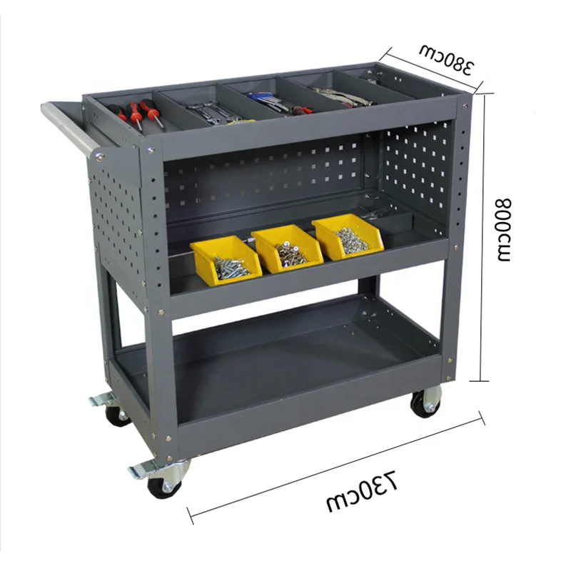 Jzd Troli Peralatan Garasi Troli Keranjang Alat Logam Bangku Kerja Baja