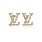 Earrings 2021 High Quality Zircon Earrings 18K Gold Plated Letter Stud Earrings With CZ