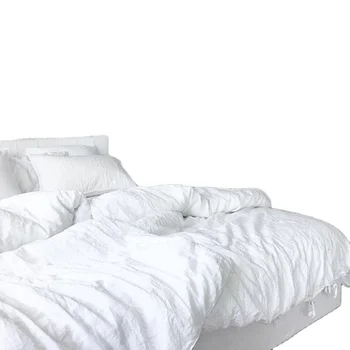 Top quality linen fabric pink bedding sets hotel Bed Linen duvet set
