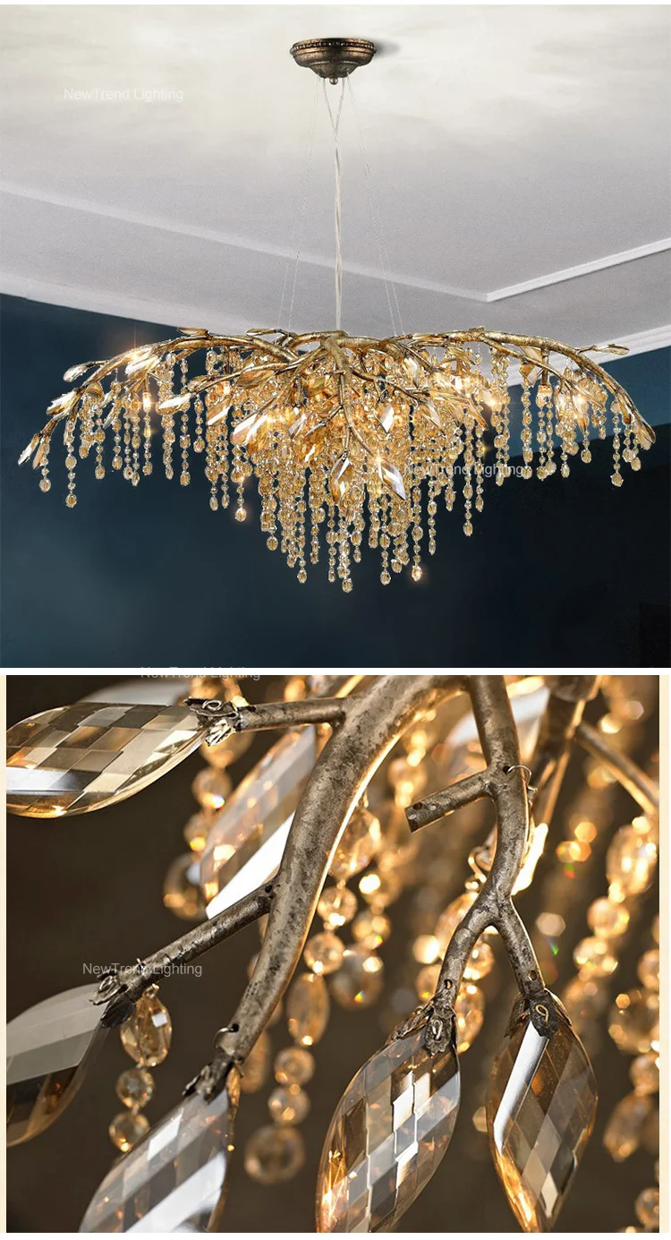 CPL-168 Modern Design Indoor Decoration Hotel Room Shop Villa Custom Crystal branch LED Chandelier Light factory