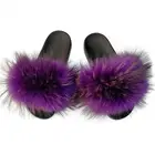 Fox Real Raccoon Leather Slippers Fox Fur Slippers Raccoon Furry Slippers