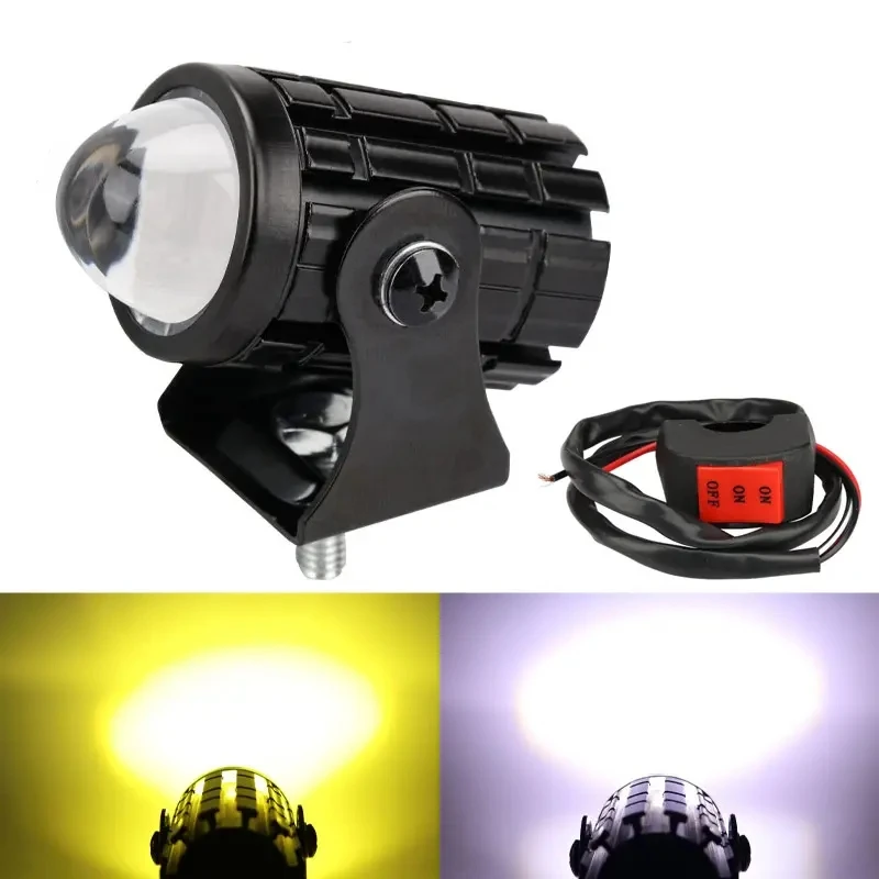 12 80v Dual Color White Amber Led Driving Light Motorcycle Spotlight