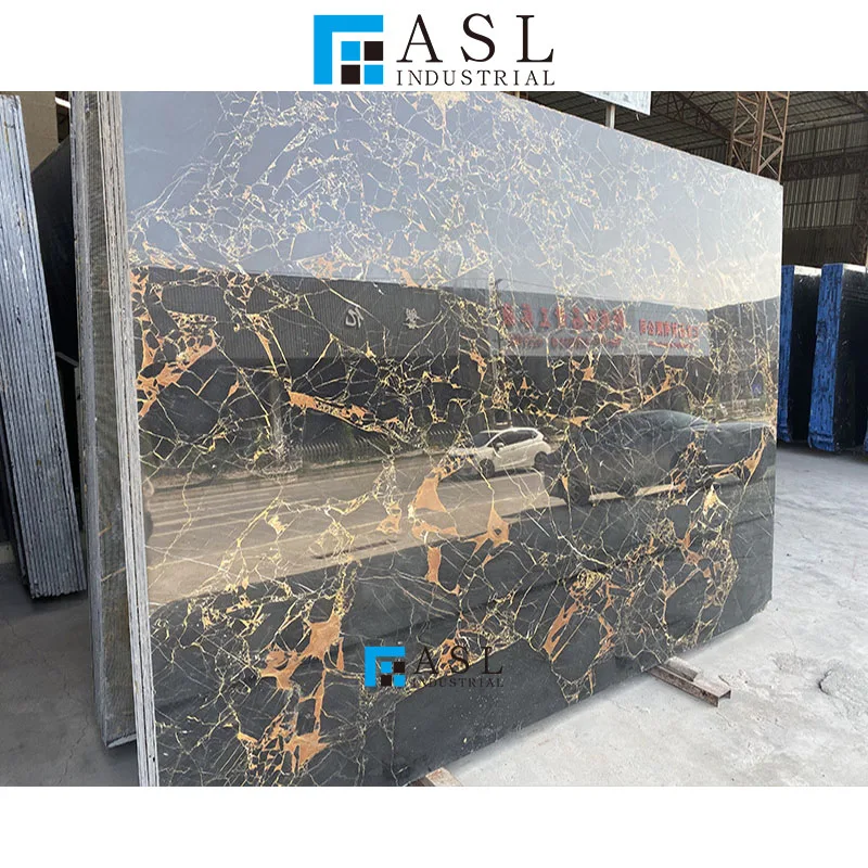 Athens portoro/porto black marble with gold/golden vein marble flooring tile wall cladding glossy black gold marble tiles