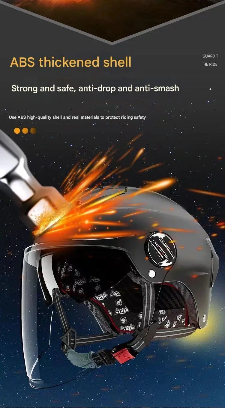 Certified DOT Approved Summer Sun Protection Double Mirror ABS Half Face Motorcycle Helmet for Men Women Electric Vehicles New