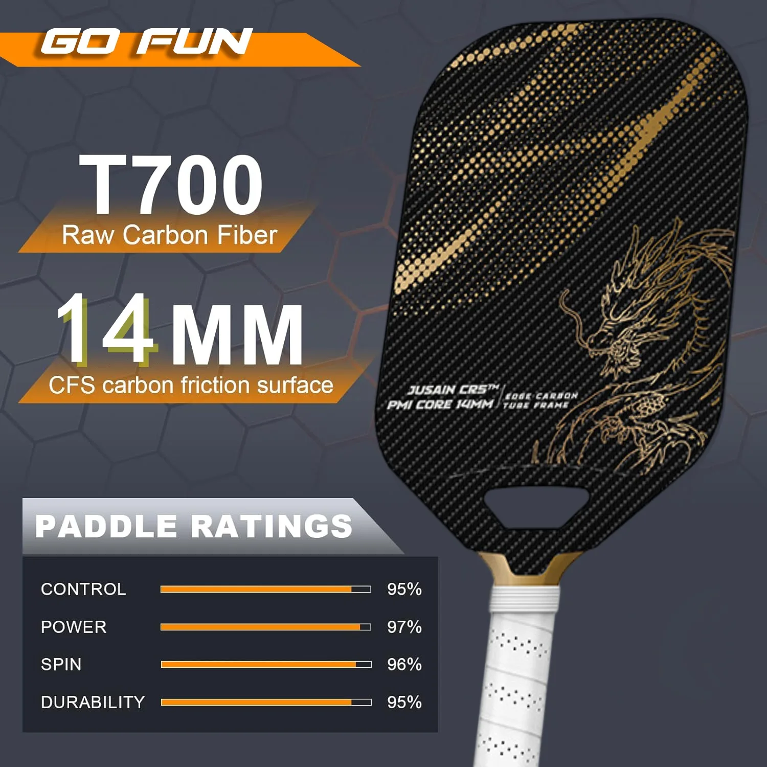 14MM T700 Thermoformed Pickleball Paddles Custom Carbon Fiber Pickleball Paddle With Great Grit USAPA Approved Pickleball Racket supplier