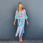 Kimono Beach Cover Up Dress Chiffon Printed Women's Blouses Shirts Long Kimono