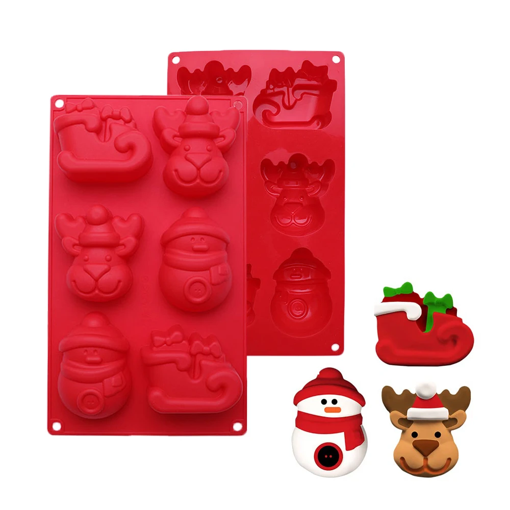 Christmas Xmas Snowman Decoration Socks Elk Silicone Baking Mold for Jelly Candles Chocolate