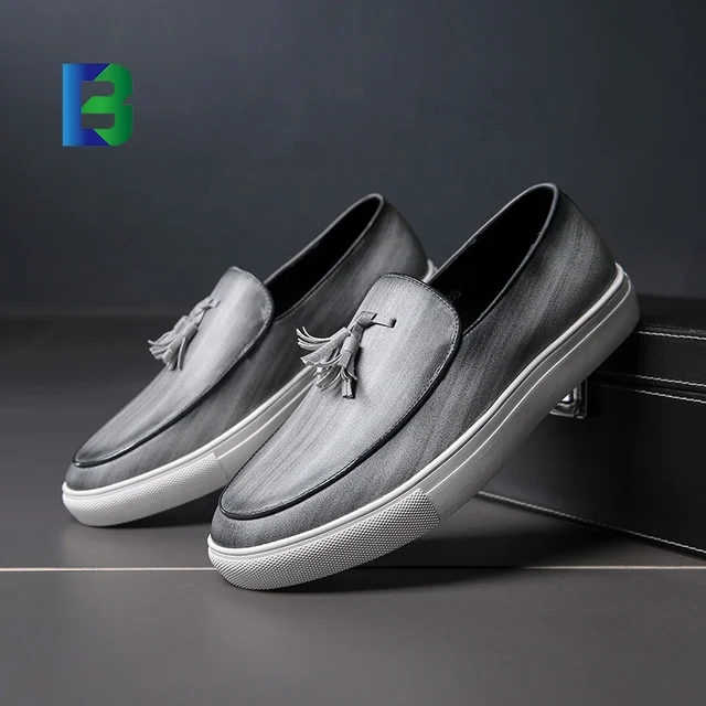 Men's New Plus Size Business Casual Genuine Leather Running Shoes Fringed Design for Spring Winter Runway Sets Fashionable Style