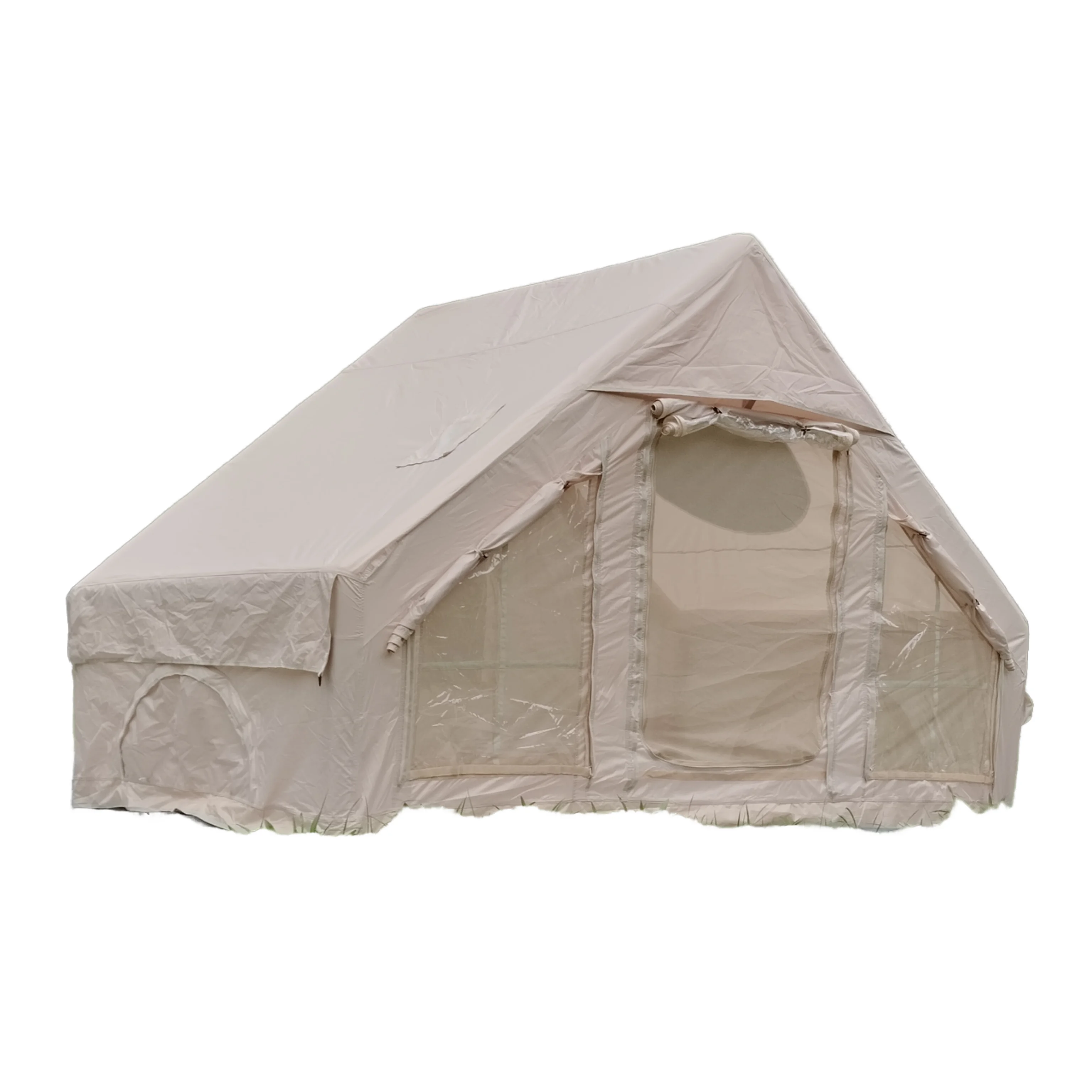 Inflatable Waterproof Windproof 4 Seasons Oxford Air Tent for Camping Easy Setup Hand Pump Mesh Chimney Window Comfortable Tent manufacture