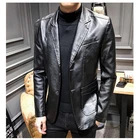 Leather Jackets CMJP2011-Black New Arrival New Style Leather Slim Mens Jackets For Adult