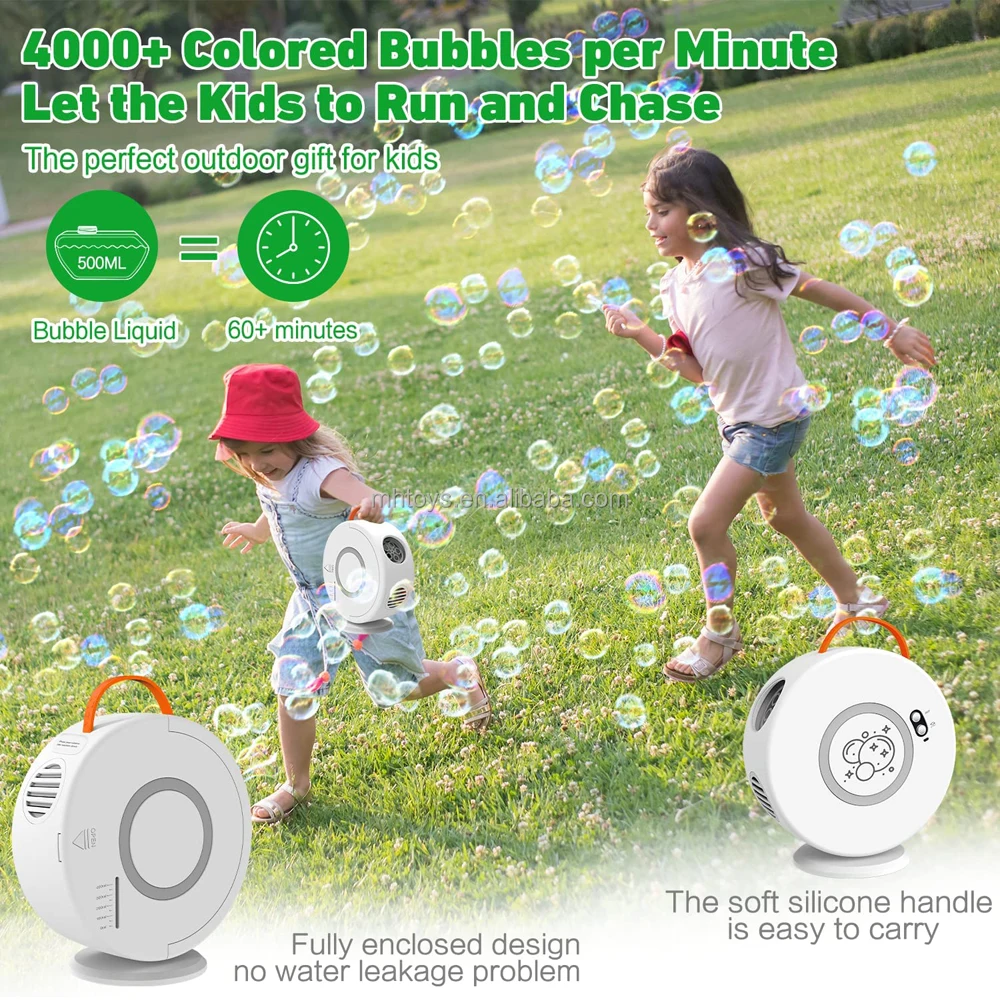 New Arrival Electric Bubble Maker Kids Portable Bubble Machine Chargeable Automatic Bubble Blower Toy with 90/360 Degree Rotated
