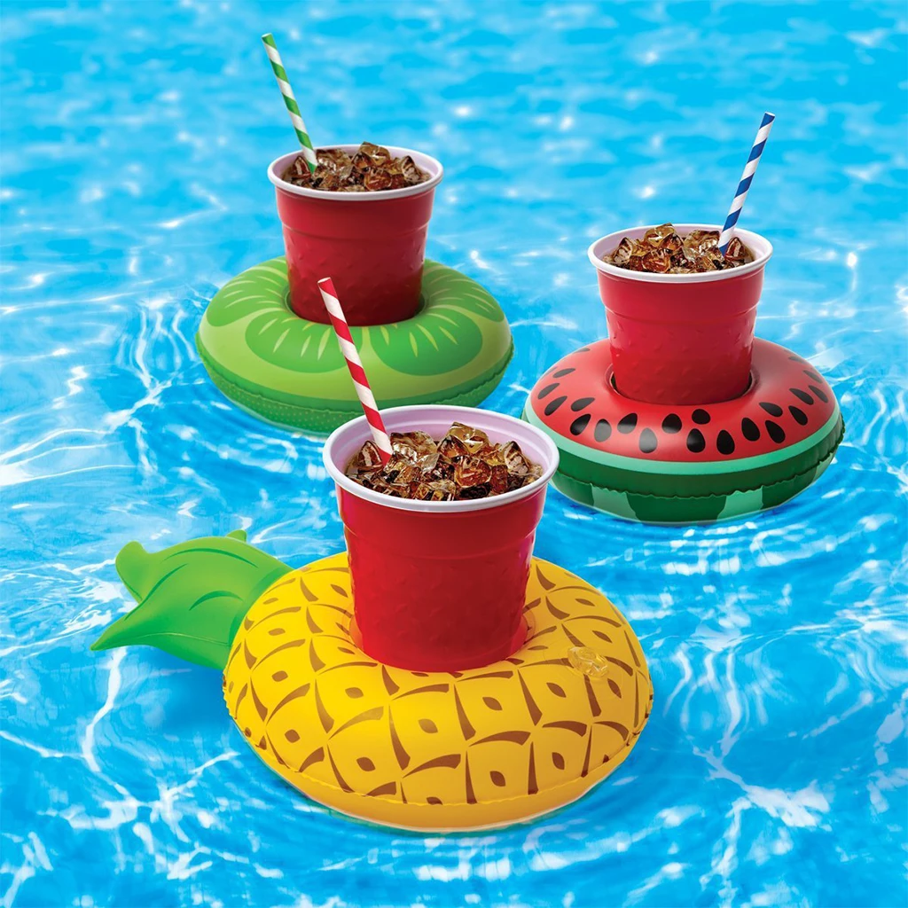 PVC inflatable floating flamingo can drink cup holder