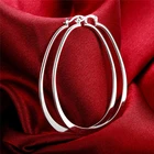 Silver Jewellery Fashion Simple Style Silver Plated Copper Jewellery Hoop Earrings For Women