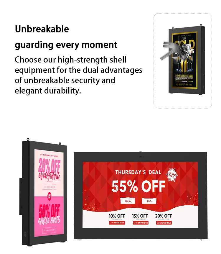 Outdoor Waterproof 32 43 55 65 75 86 Inch Advertising Display Android Media Player Wall Mounted Digital Signage manufacture