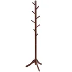 Entryway Height Adjustable Wood Coat Rack With 9 Hooks