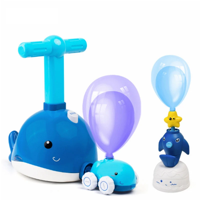 Hot Sale Air Power Balloon Car Inertial Aerodynamic STEM Inflatable Pump Sea Animal Upgrade Station Educational Toys