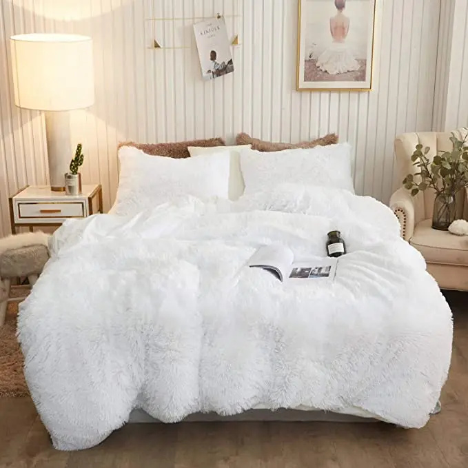 plush shaggy duvet cover set