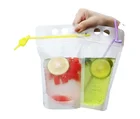 Plastic Pouches Drink Bag Reclosable Hand-Held Translucent Zipper Clear Stand-Up Plastic Drinking Pouches Bags