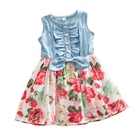 Girls Summer Girls Summer Plus-size Sleeveless Floral Dress With Round Neck And Lace Skirt