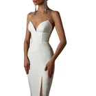 Elegant Long Skirt D8232 Ladies Elegant Sexy V-neck High Slit Long Skirt Sling Tight Bandage Evening Dress