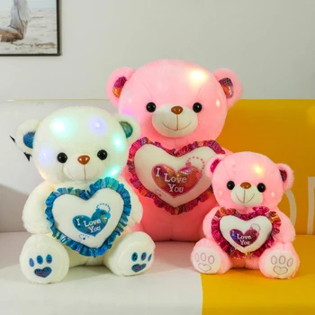 Light Up LED glow in the dark teddy bear Stuffed plush Toys Wholesale Musical Teddy Bear Valentine's Day