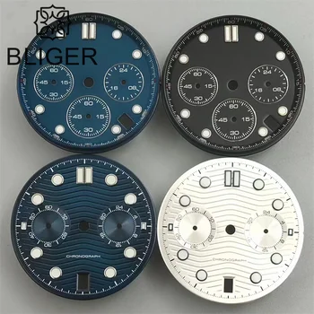 BLIGER 31mm Vk63 Watch Dial With Hands Green Luminous 3.8 Hour's Date 6 Hour's Date Window For VK63 Quartz Movement