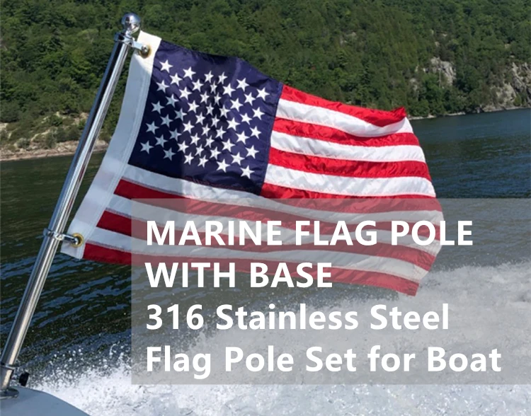 316 Stainless Steel Marine Flag Pole Mounting Bracket Flag Pole Holder Set for Boat Yacht