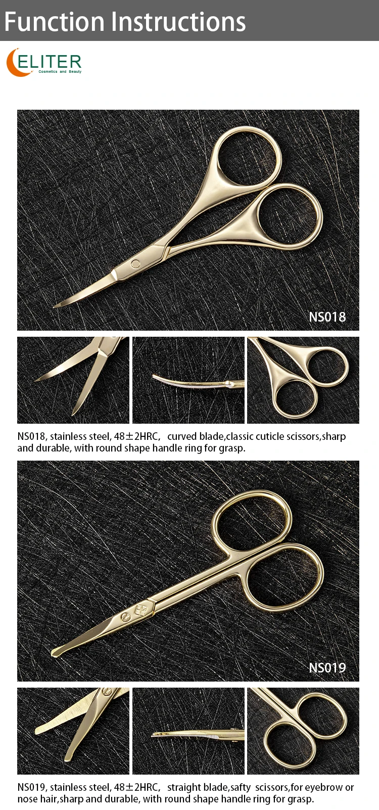 Eliter Hot Sell In Stock Curve Tip Stainless Steel Manicure Master Scissors Nail Scissors Cover Small Nail Scissors Single