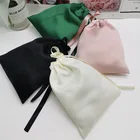 Custom Logo Colour Silk Jewelry Pouch Small Velvet Bag With Drawstring