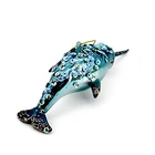 Family Hot Sale Hand Painted Indoor Family Decorations Christmas Narwhal Shape Of Glass Whale Shark Hanging Ornament