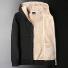 Coat Winter Men's Casual Sports Hooded Solid Color Plus Velvet Thick Warm Cardigan Sweater Coat