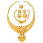 Diamond Jewelry Earring Dubai Gold Plated Diamond Jewelry Set Necklace Earring Ring Ring Bracelet 4 Piece Set