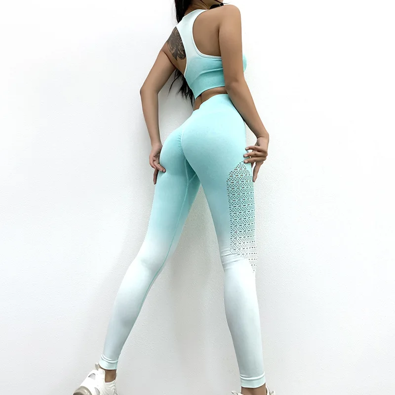 seamless activewear athletic fitness women yoga set gym 2-piece short bra 2022 fitness clothing