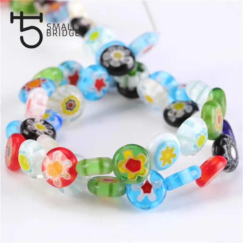 product wholesale 6 8 10mm murano lampwork flower beads for jewelry making diy crafts accessories multicolor round glass beads283-34