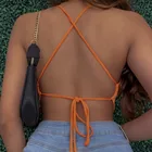 Tops Top Hot 2021 Fashion Women Sexy Tops Solid Summer Women Casual Backless Lace On Crop Top