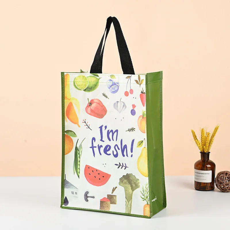 product reusable packaging laminated non woven shopping tote bag with custom logo letter pattern shoulder strap-11