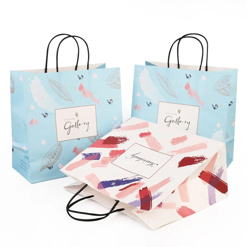 packaging craft brown kraft paper shopping bag with handle
