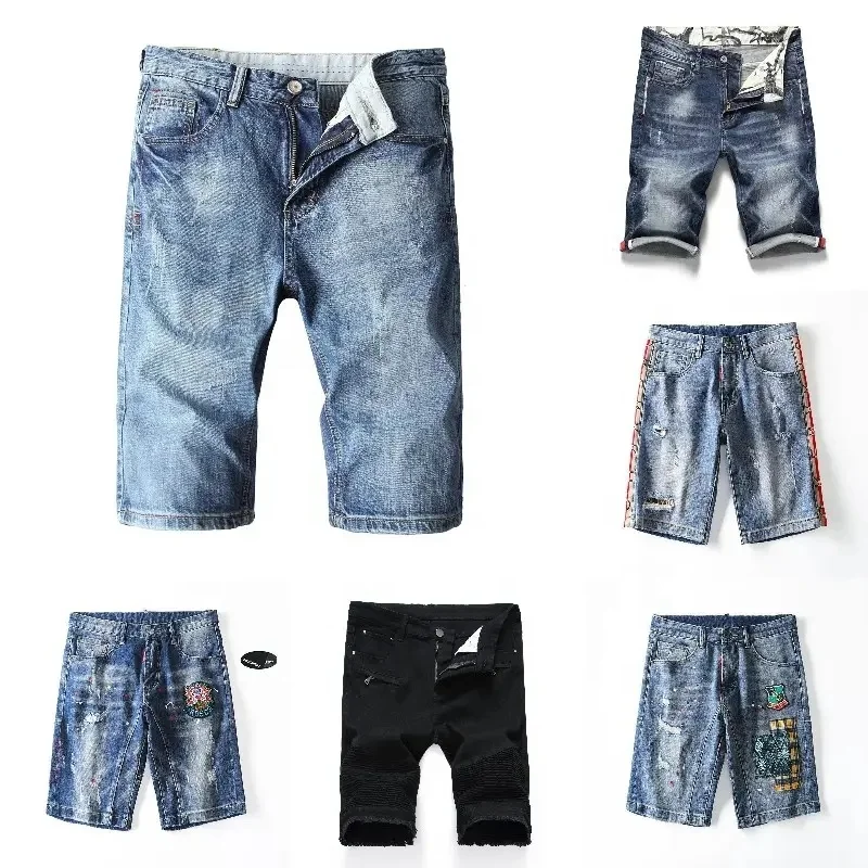 Wholesale high quality new fashion men's ripped shorts jeans brand clothing summer 100% cotton shorts Denim shorts