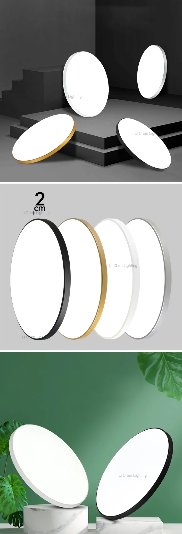 cl f01 abs pvc modern double color surface mount led panel light 18w 24w 48w ceiling lamp-0