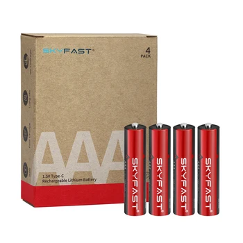 Logo Brand Custom Rechargeable Battery 1.5V 1.2V AA AAA Lithium ion Reusable Type-C USB Charging Port AA Batteries AAA Nimh Cell