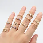 Ring Zircon Ring JZ035 Amazon Hot Selling Bohemian Style Colorful Zircon 11 Piece Ring Set