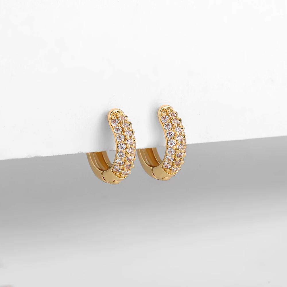 New Gold Plated Huggie Earrings With Cz Zircon Thin Ear Hoops Cartilage