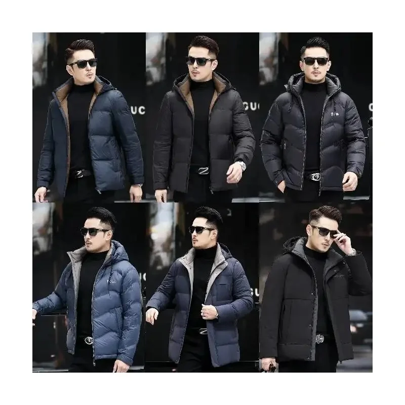 Mens Puffer Jacket with Hood Lightweight Down Jacket Full Zip Up Hoodie Jacket Plus Size Winter Coat Warm Outwear